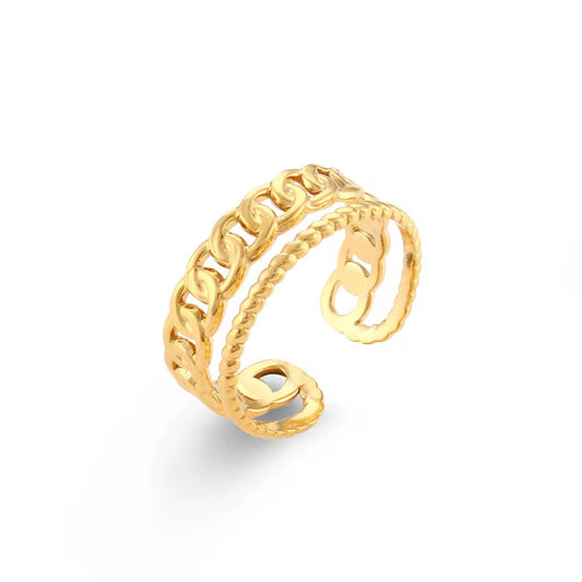 Golden Link Adjustable Ring