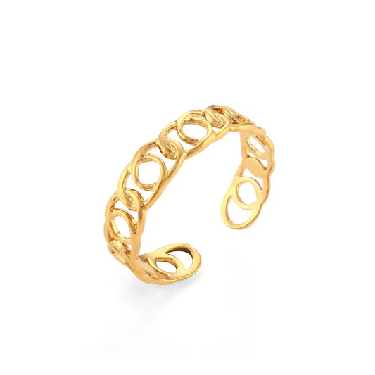 Golden Wave Link Ring